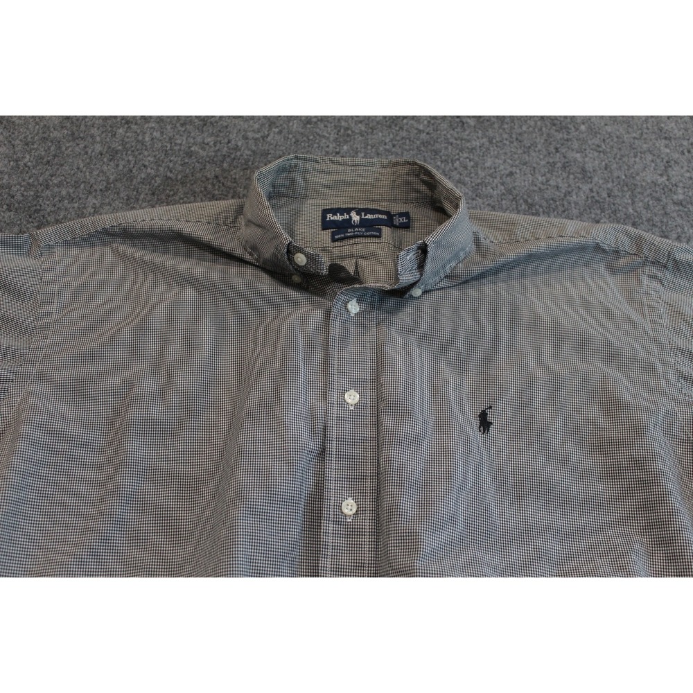 Ralph Lauren Mens XL Gray Houndstooth Button Down Long Sleeve Shirt‎